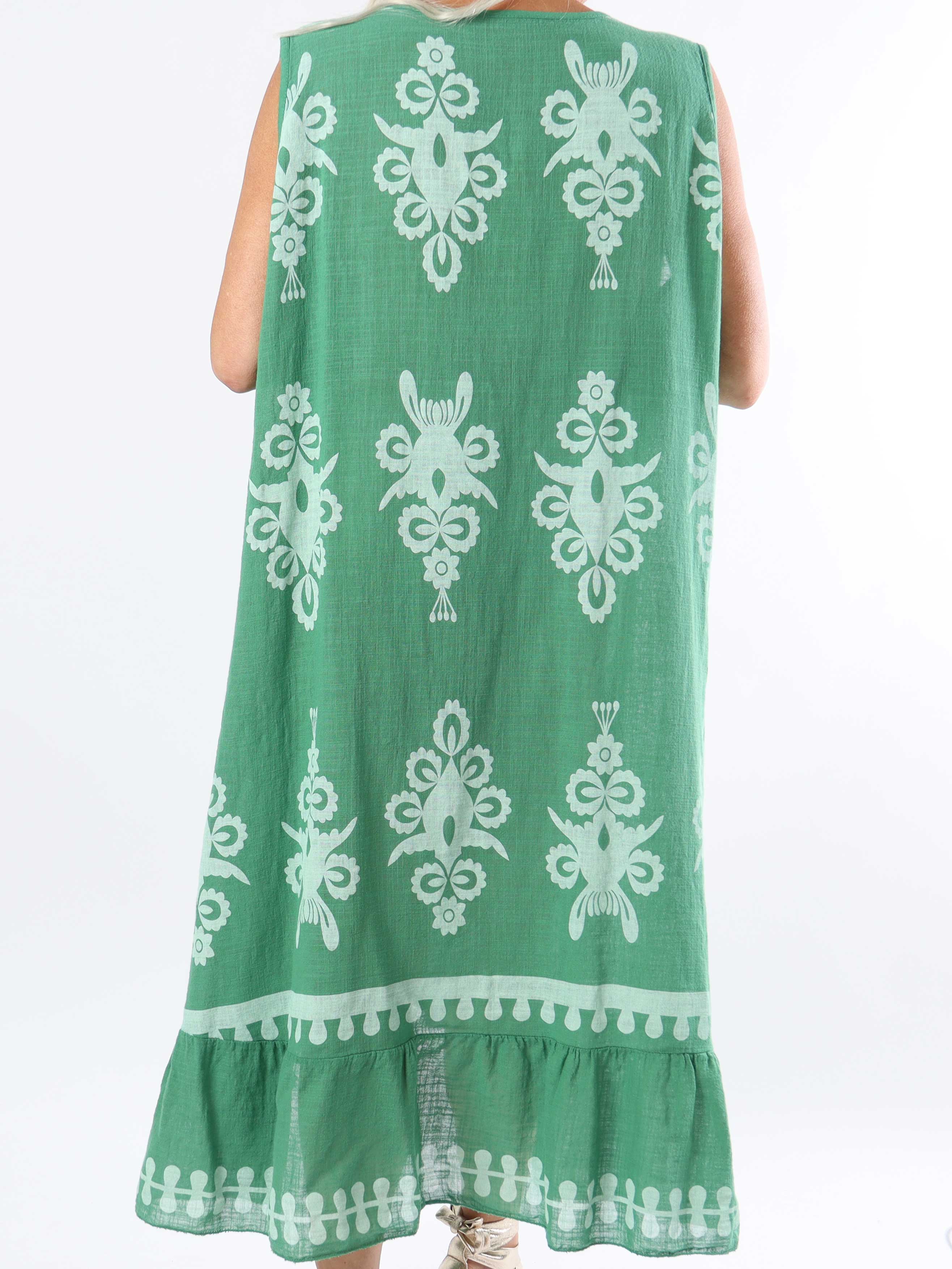 Tanzania - Vacker bomullsklänning i linne-liknande tyg i plus size